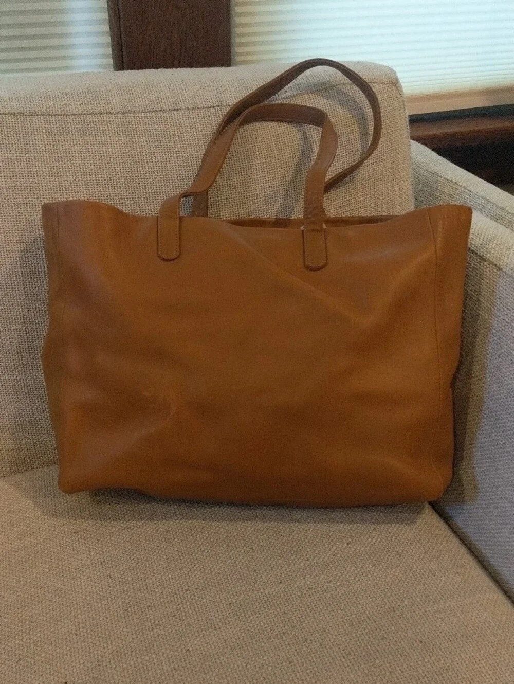 ✨ RARE FIND: Vintage USA BAGGU Minimalist Leather Tote in Saddle Tan ✨
